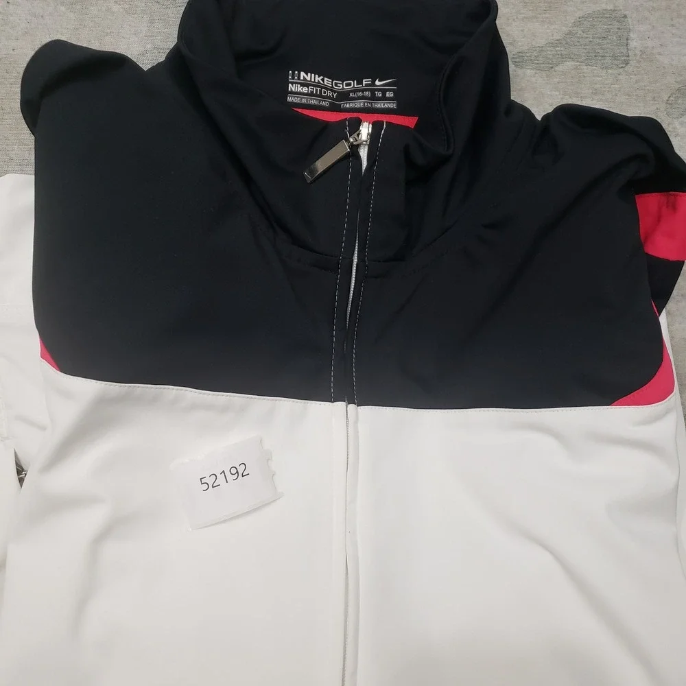 Nike Golf Jacket Womens XL White Windbreaker Fit Dry Full Zip Outdoors